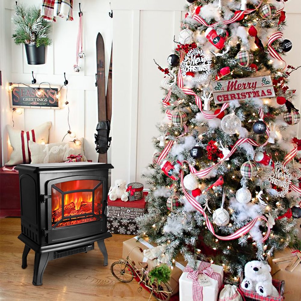 US SF507-17 120V 1400W 17in Fireplace, Black, Iron Sheet, Freestanding-Fake Firewood-Heating Wire thumbnail 4