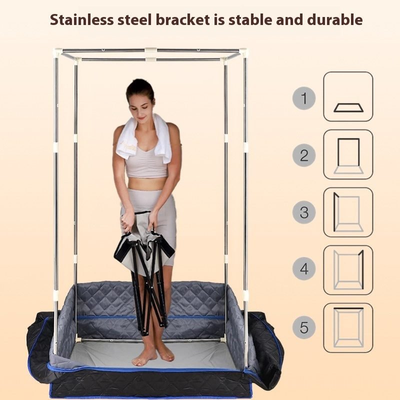 Sauna Machine Household Bracket Portable Full Body Sauna Room - Black-EU thumbnail 2