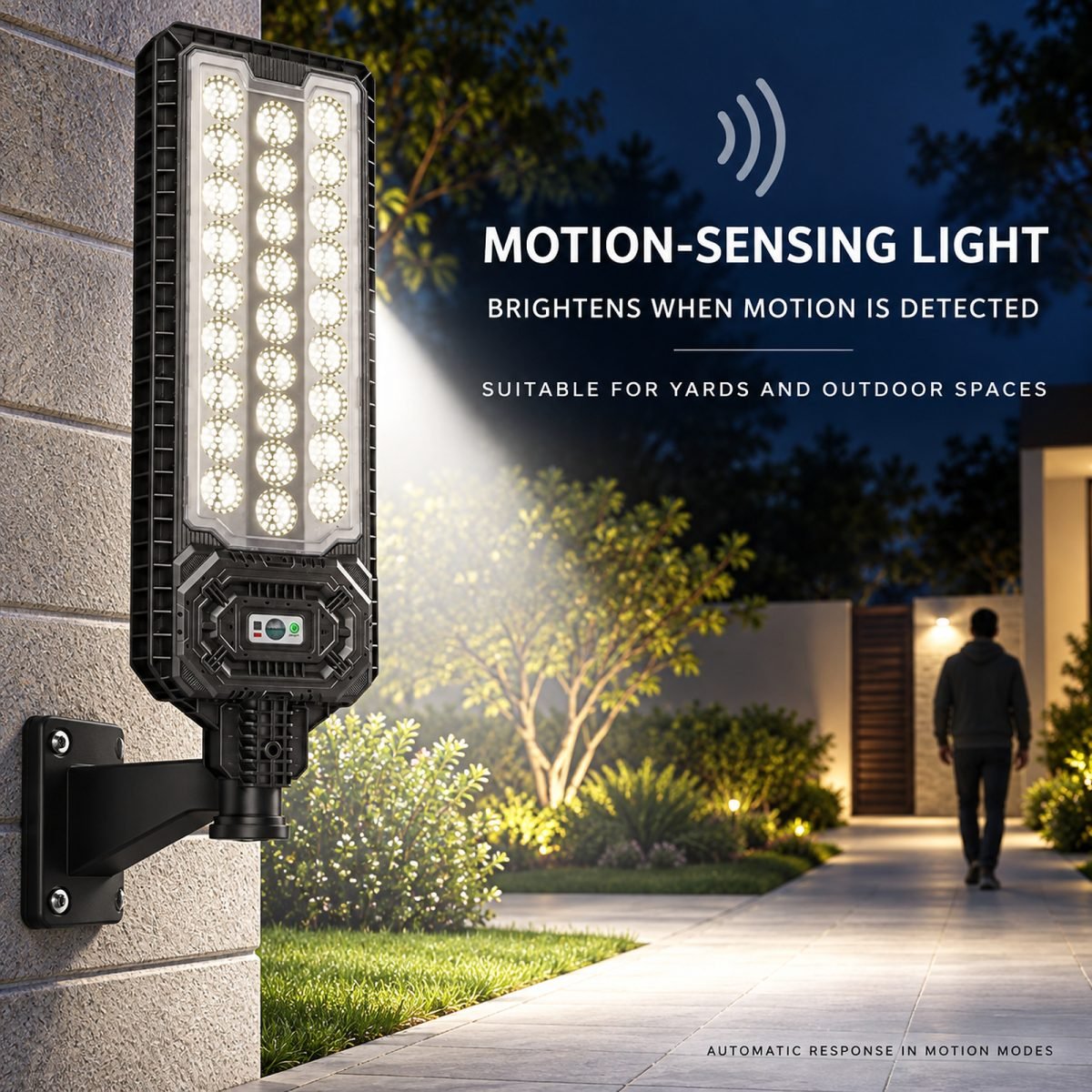 Solar Powered Motion Sensor Outdoor Light W7114 3 Black For Garden Yard Street Wall LED thumbnail 3