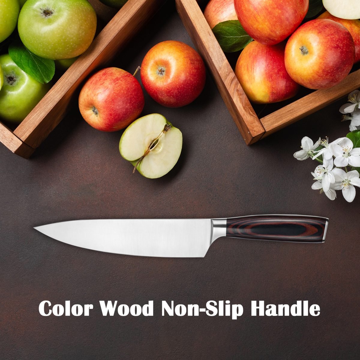 Kegani Japanese Chef Knife 8 Inch - Chefs Knife High Carbon Stainless Steel Knife Kitchen Cooking Knife - Rosewood FullTang Sharp Knife With Sheath thumbnail 3