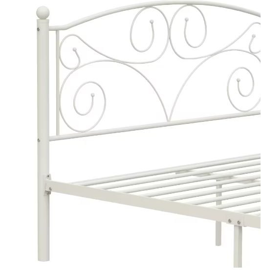 Queen Size Unique Flower Sturdy System Metal Bed Frame With Headboard And Footboard thumbnail 4