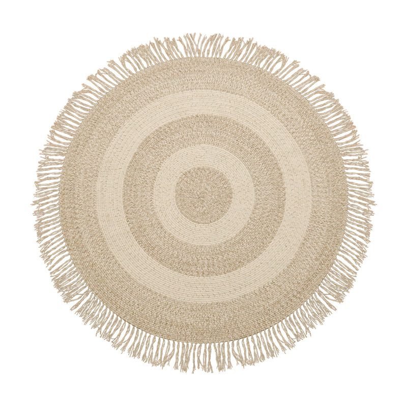 Handmade Natural Wool Living Room Milk White Modern Simple And Light Luxury Home Bedroom Bedside Calligraphy Carpet - Round Tassel Style-Diameter 100cm thumbnail 4