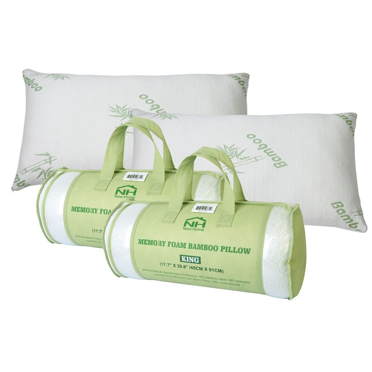 2Pcs Or 1Pcs Bamboo Memory Foam Pillow Hypoallergenic Bed Pillow For Head Neck Rest Sleeping Shredded Pillow Washable Cover Queen Size Pillow - Queen-1Pc thumbnail 4