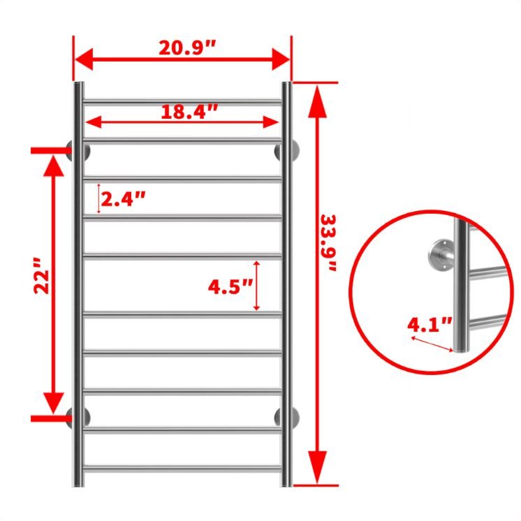10 Stainless Steel Wall Mounted Towel Heaters thumbnail 4