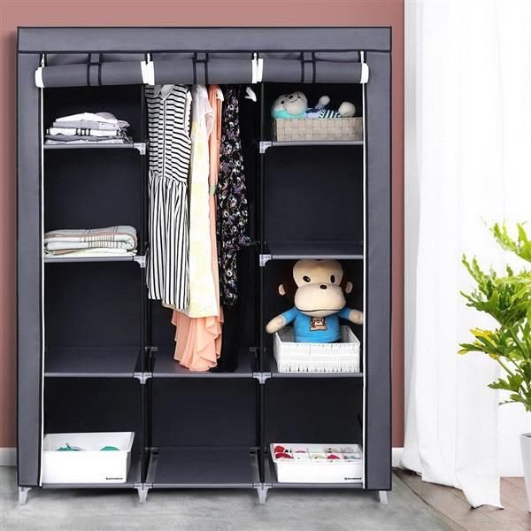 Non Woven Wardrobe 4 Layers 10 Grids 130 X 45 X 167cm - Gray thumbnail 3