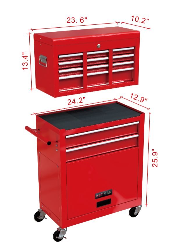 High Capacity Rolling Tool Box With Wheels And Drawers, 8 Drawer Tool Storage Cabinet thumbnail 3