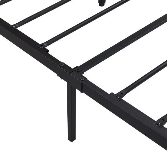 Queen Size Metal Platform Bed Frame With Wooden Headboard And Footboard With USB LINER thumbnail 3