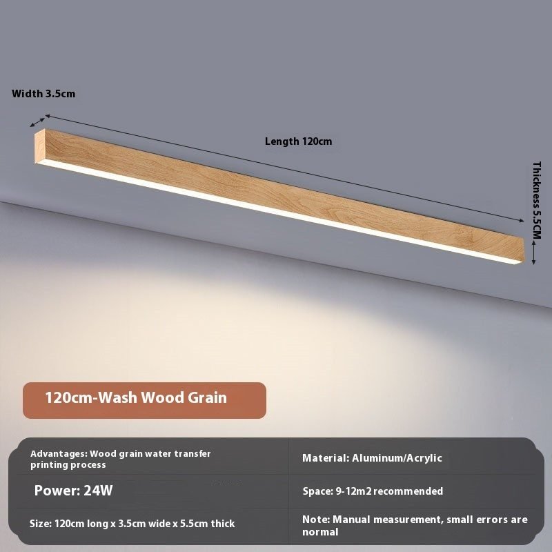Minimalist LED Corridor Ceiling Lamp - Wood Grain, 60cm thumbnail 2