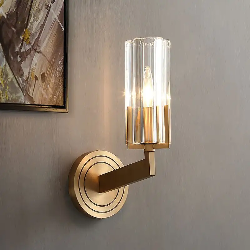 Light Luxury Copper Wall Lamp Bedroom Bedside Lamp Modern Minimalist - E14 Tricolor Light-Single Head