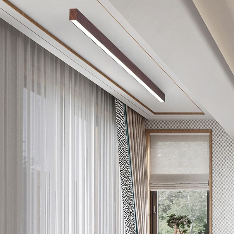 Minimalist LED Corridor Ceiling Lamp - Wood Grain, 60cm thumbnail 4