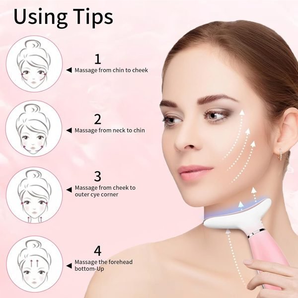Facial And Neck Massager, Pink Neck Beauty Device thumbnail 4