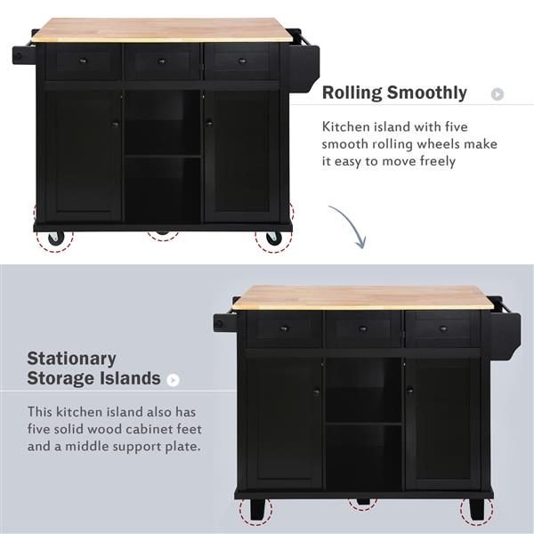 Kitchen Cart With Rubber Wood Flip Top thumbnail 3