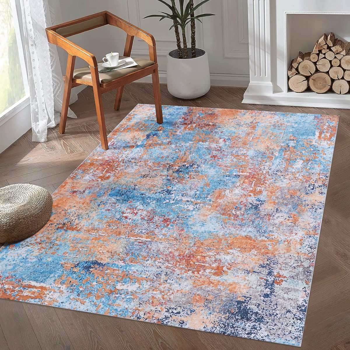 MAVAL Multi Washable Rug 3x5 Area Rug Multi, 3' X 5' thumbnail 1