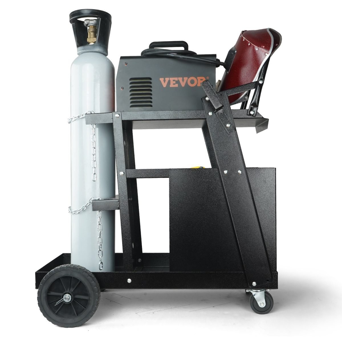 Welding Cart, 2Tier 4 Drawers Welder Cart With 265 LBS Weight Capacity, Swivel Wheels, Tank Storage Safety Chains, Heavy Duty Rolling MIG Welder Cart For Mig Welder And Plasma Cutter thumbnail 2