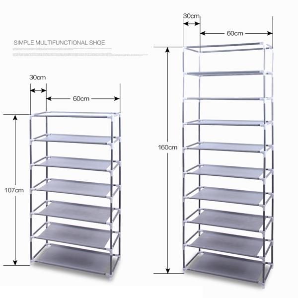 10 Layers 9 Grids Non-woven Fabric Shoe Cabinet Wine Red Color thumbnail 4