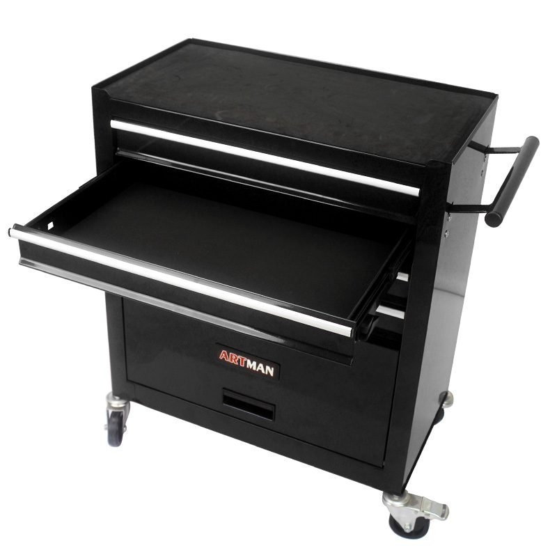Metal Wheelie Tool Cart - Black