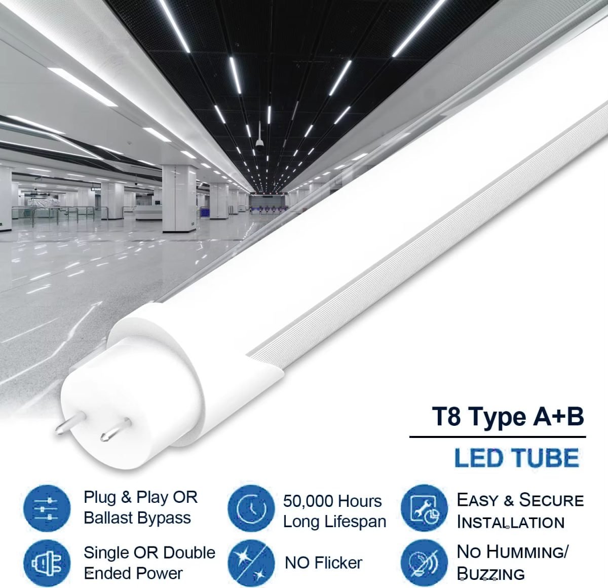 30 Pack 4ft LED Shop Tube Lights, T8 G13 - Cold White thumbnail 1