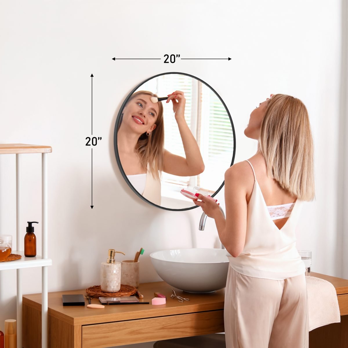 Black Circular Wall Mirror 20 Inches thumbnail 2