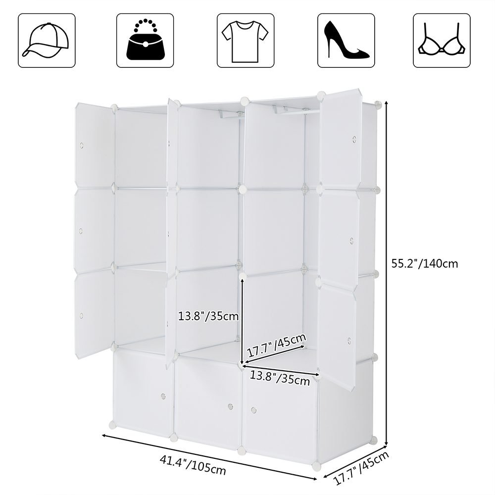 4-layer 12-compartment Rubik's Cube Wardrobe, Plastic, Can Be Freely Assembled DIY Style thumbnail 2