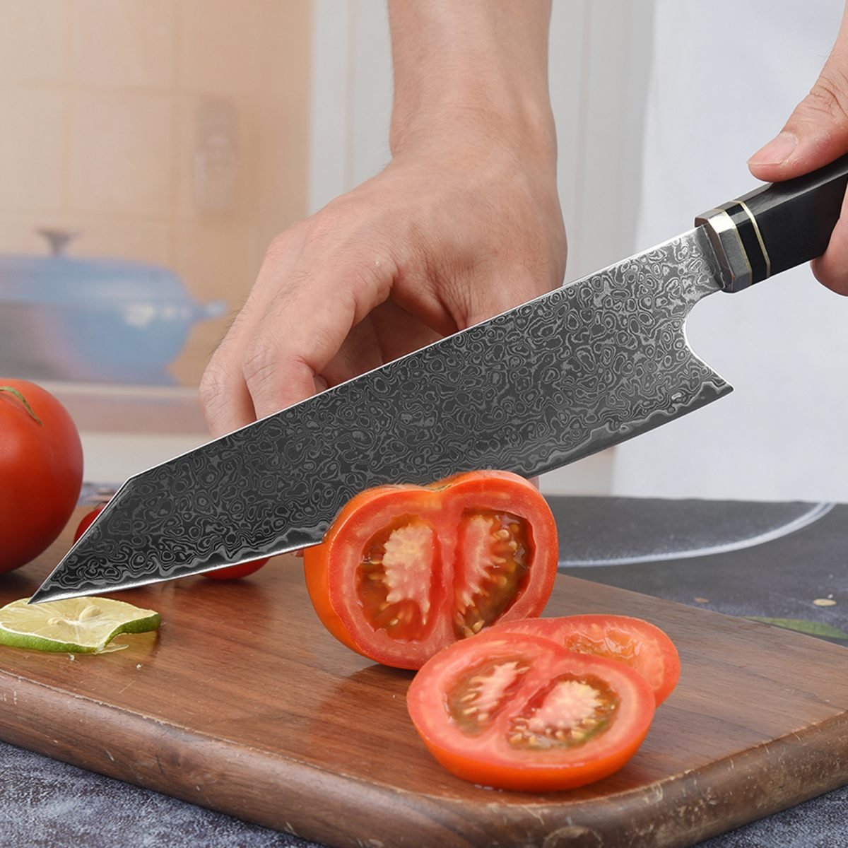 Kegani Japanese Kiritsuke Chef Knife, 8.5 Inch Japanese 67 Layers VG-10 Damascus Knife, Japanese Rosewood FullTang Handle Natural Texture Japanese Knife Sushi Knife thumbnail 4