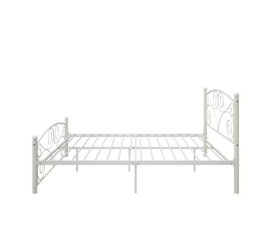 Queen Size Unique Flower Sturdy System Metal Bed Frame With Headboard And Footboard thumbnail 3