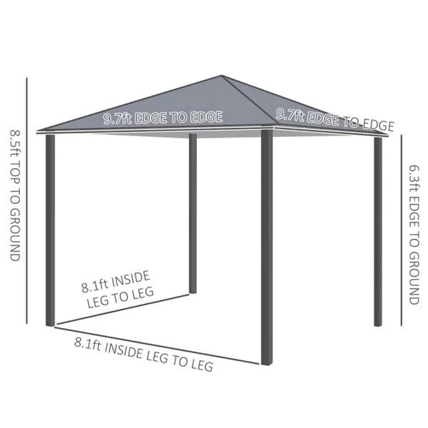 10ft X 10ft Patio Gazebo-Black-AS thumbnail 3