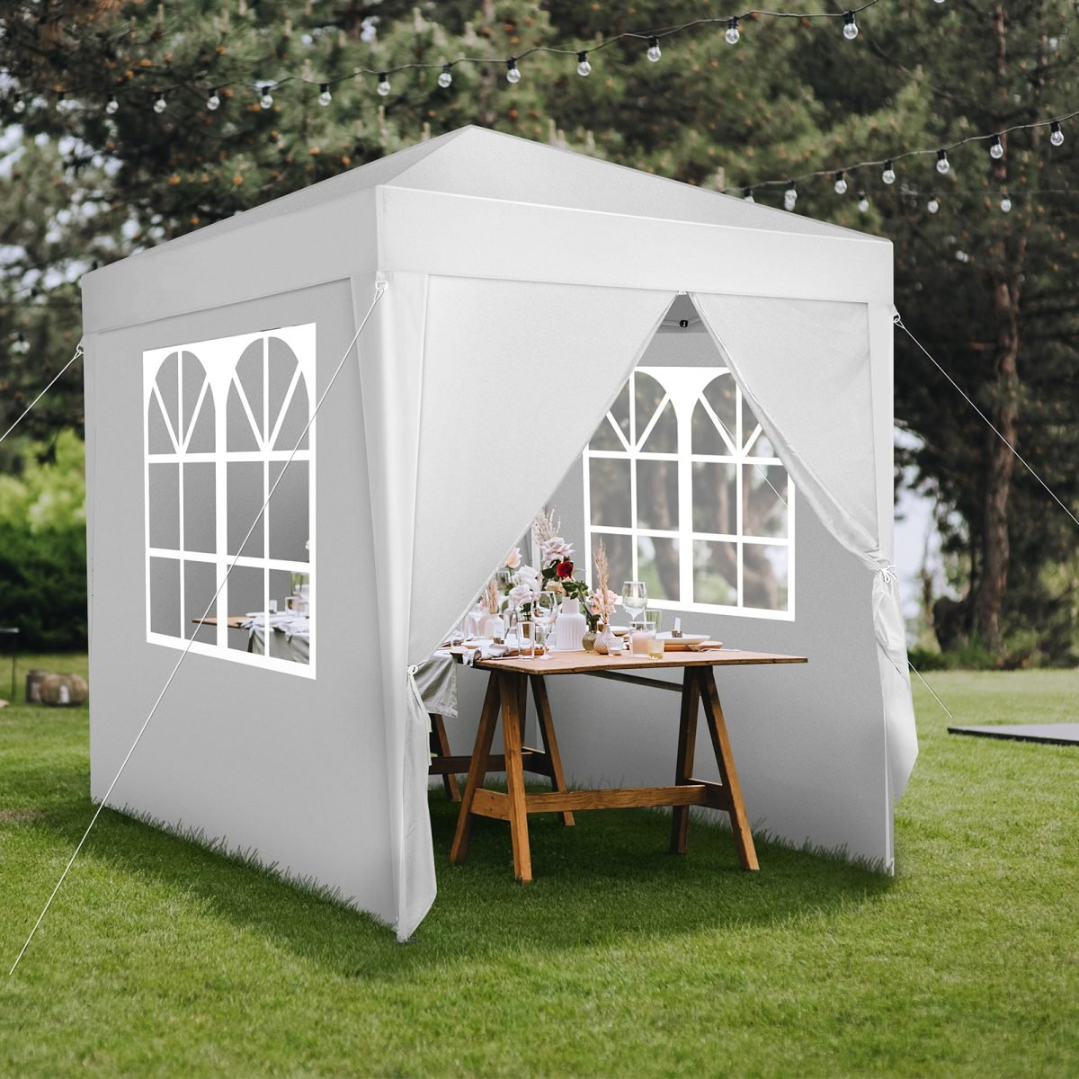 6.5x6.5ft White 4-sided -2 Doors And 2 Windows Folding Shed Oxford Cloth Spray Painted Iron Pipe Portable thumbnail 1