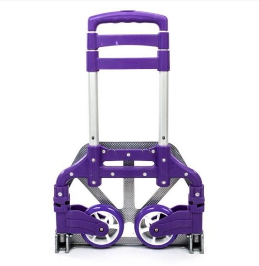 Portable Foldable Telescopic Trolley Luggage Cart Purple thumbnail 2