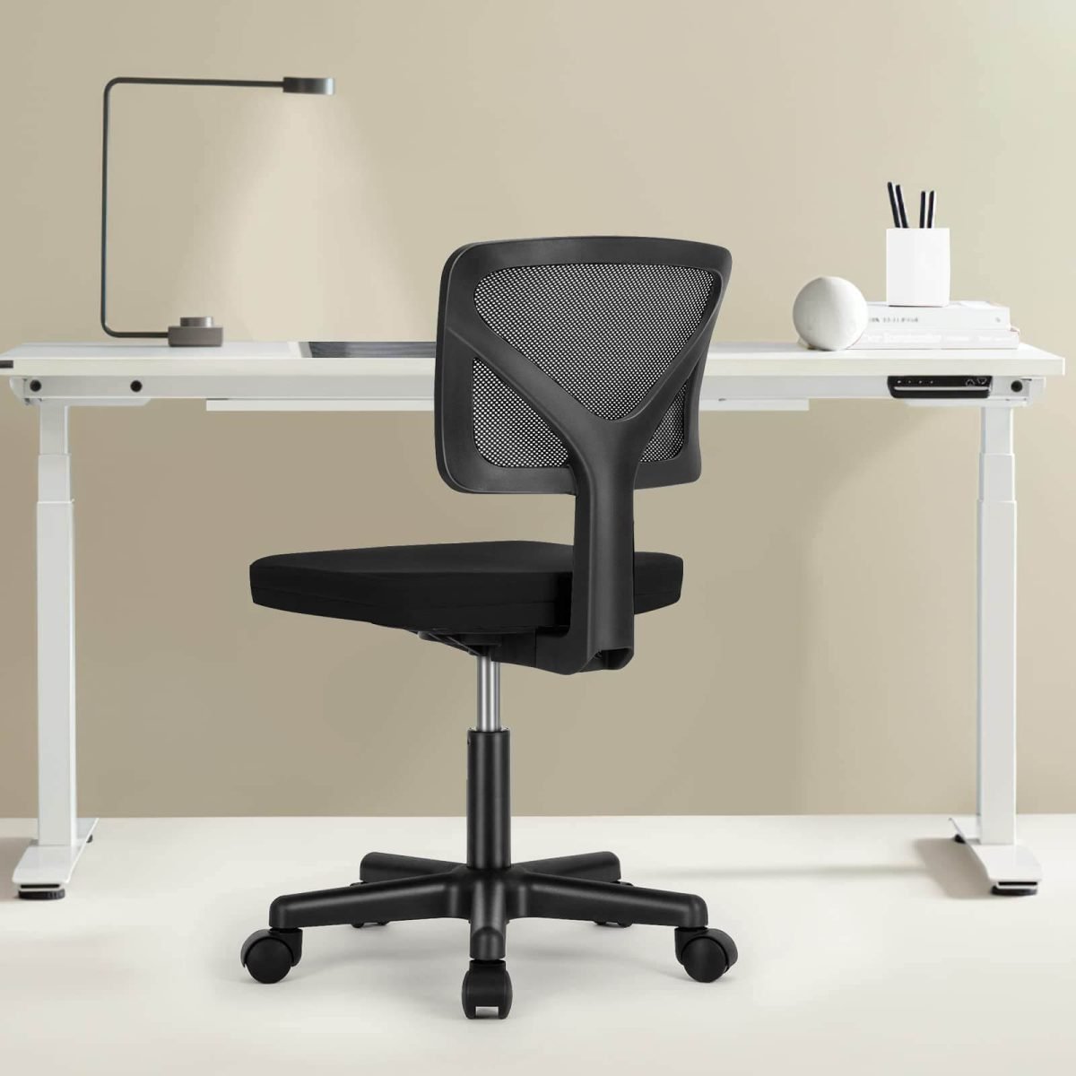 Low Back Mesh Armless Office Chair - Pink thumbnail 2