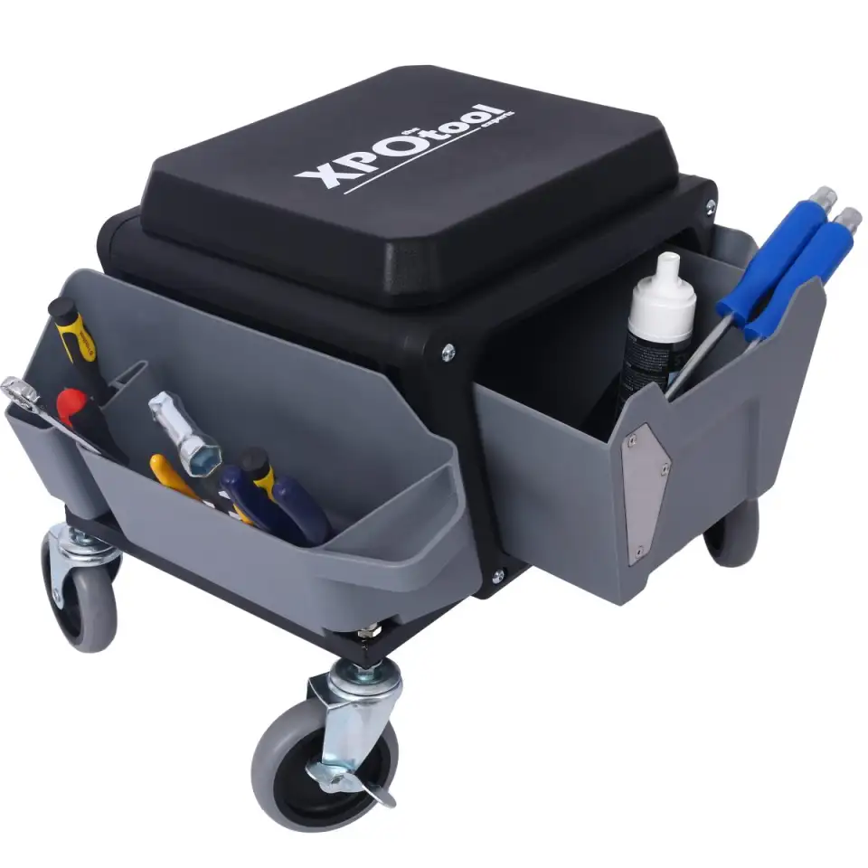 Heavy Duty Mechanic Stool, 330 Lbs Weight Capacity, Garage Stool With Wheels