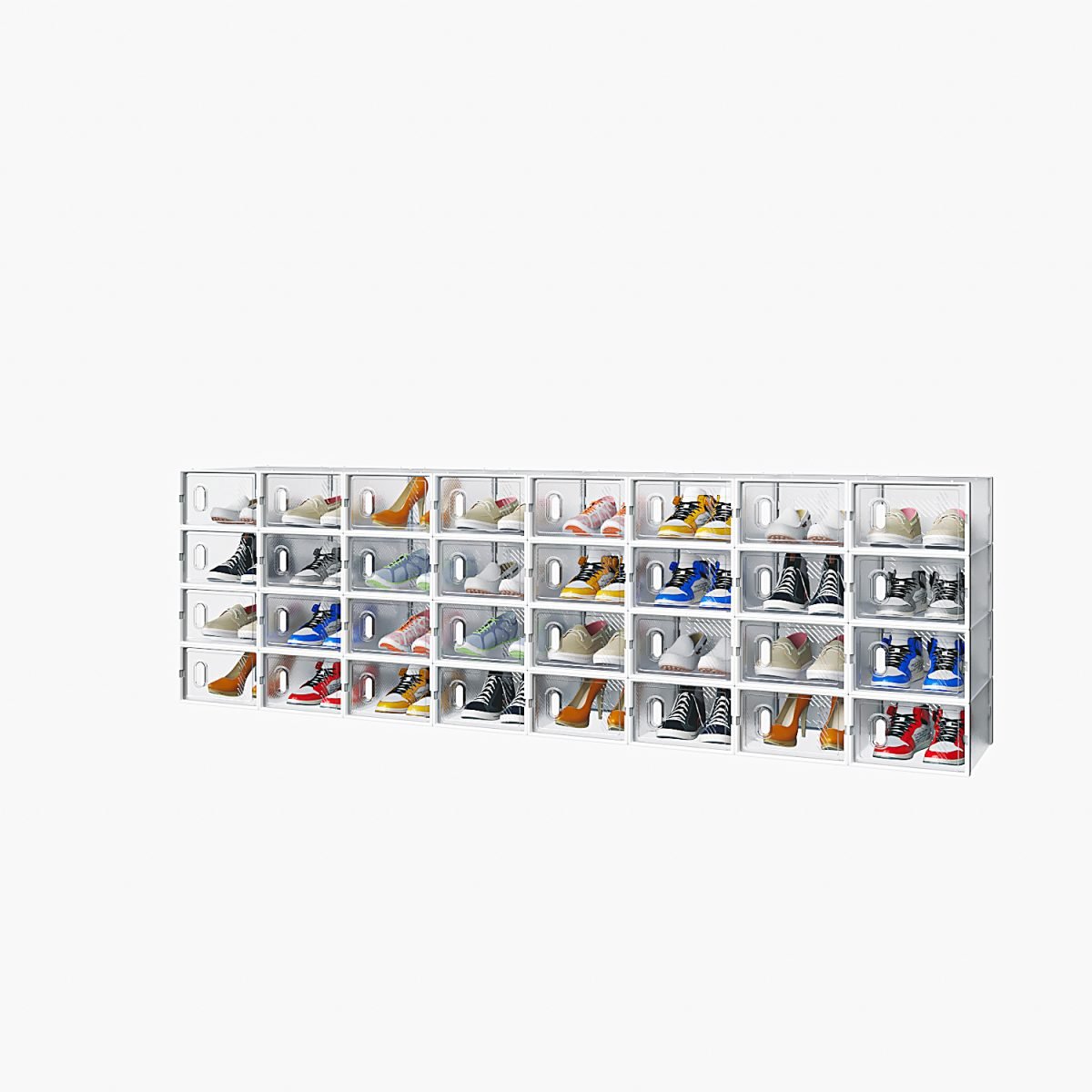 White Small 32PCS 33x23x14cm, Shoebox, Plastic, Grid, Free Combination thumbnail 4