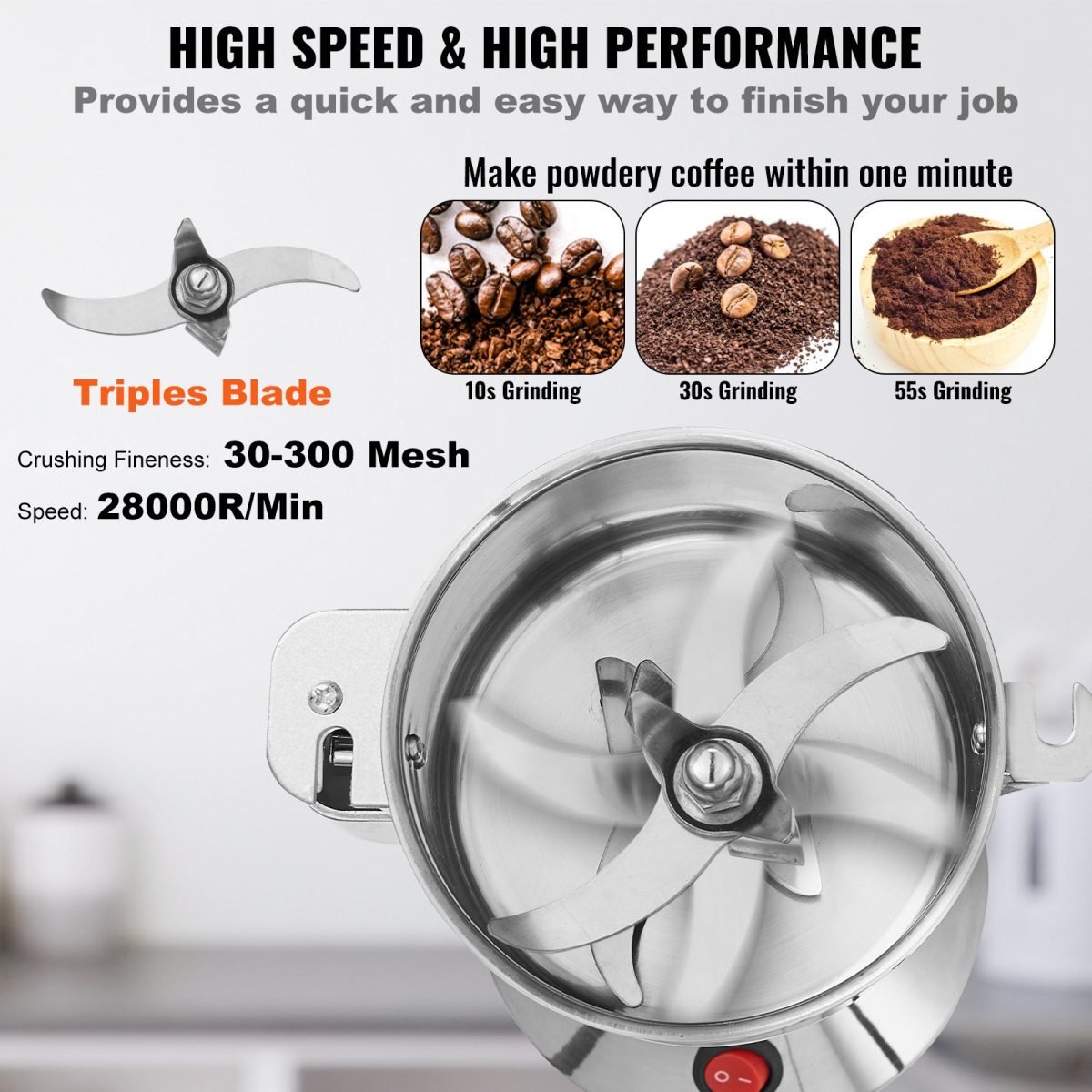 750g Commercial Spice Grinder Electric Grain Mill Grinder High Speed thumbnail 4