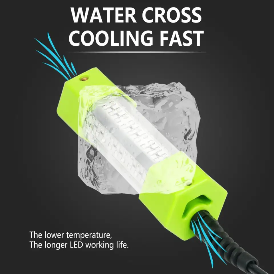 12V Underwater Fish Lure Light 100 Watt Yellow Green Set Fish Fishing Fishing Light Raft Fishing Light Night Fishing Squid - Green-70w