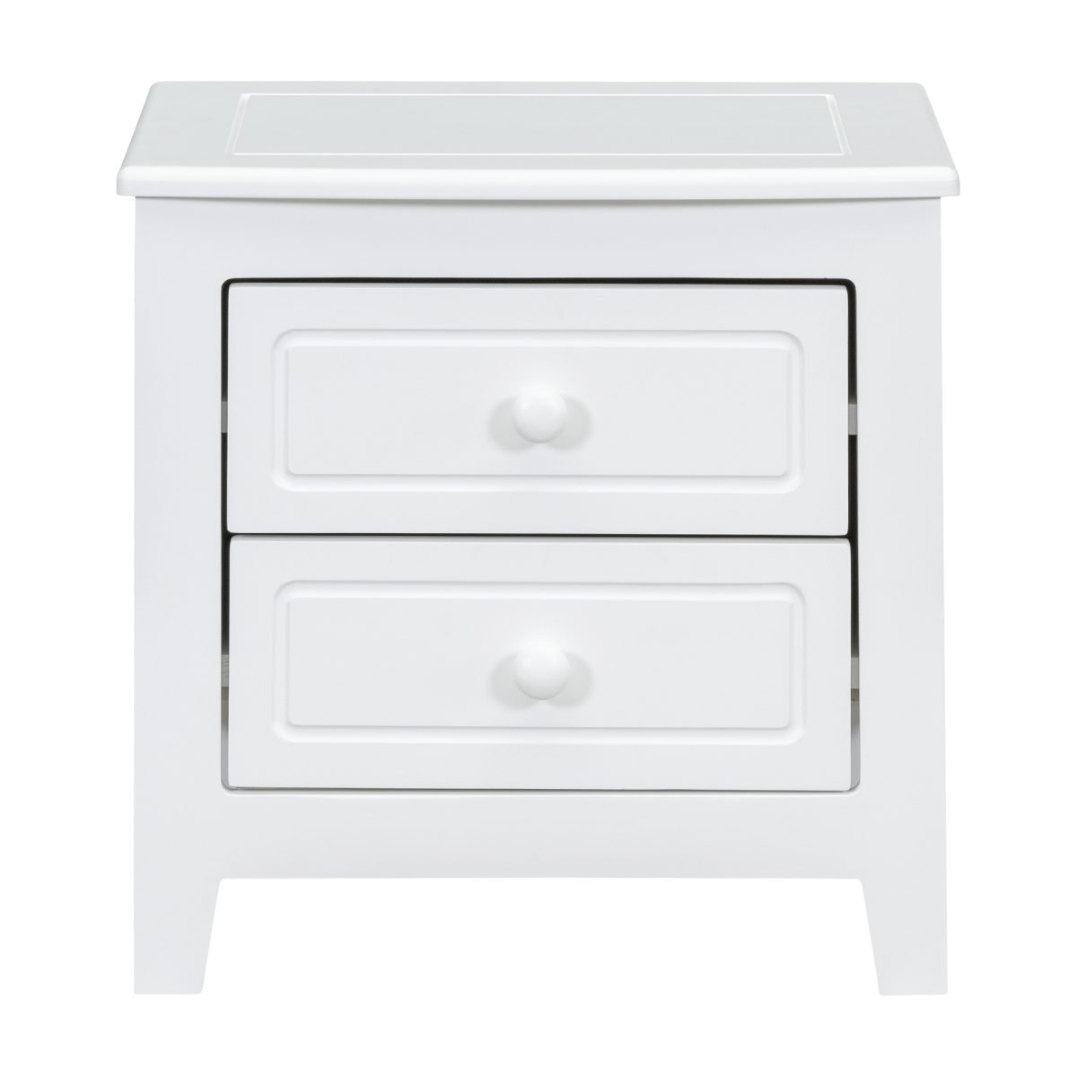 2-Drawer Nightstand For Bedroom, Mid Century Retro Bedside Table With Classic Design,White thumbnail 2