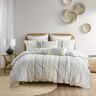 Full Queen Cotton Printed Duvet Cover Set With Chenille