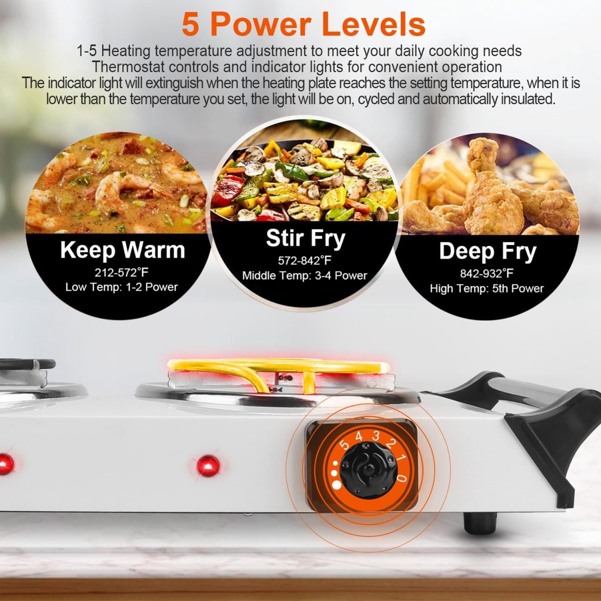 2000 Watt Electric Furnace, Portable Desktop Dual Stove thumbnail 2