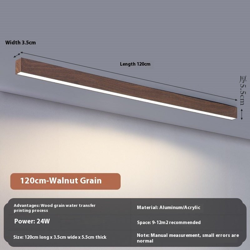 Minimalist LED Corridor Ceiling Lamp - Wood Grain, 60cm thumbnail 3