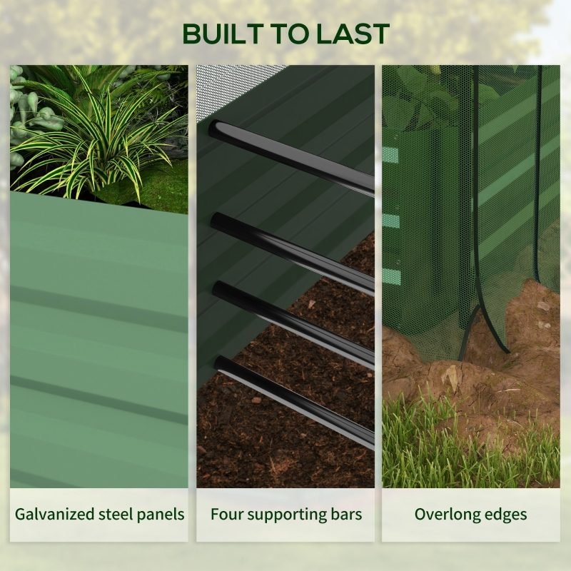 Galvanized Steel Planter Box With Crop Cage And Shade Cloth, Raised Garden Bed-Green thumbnail 4