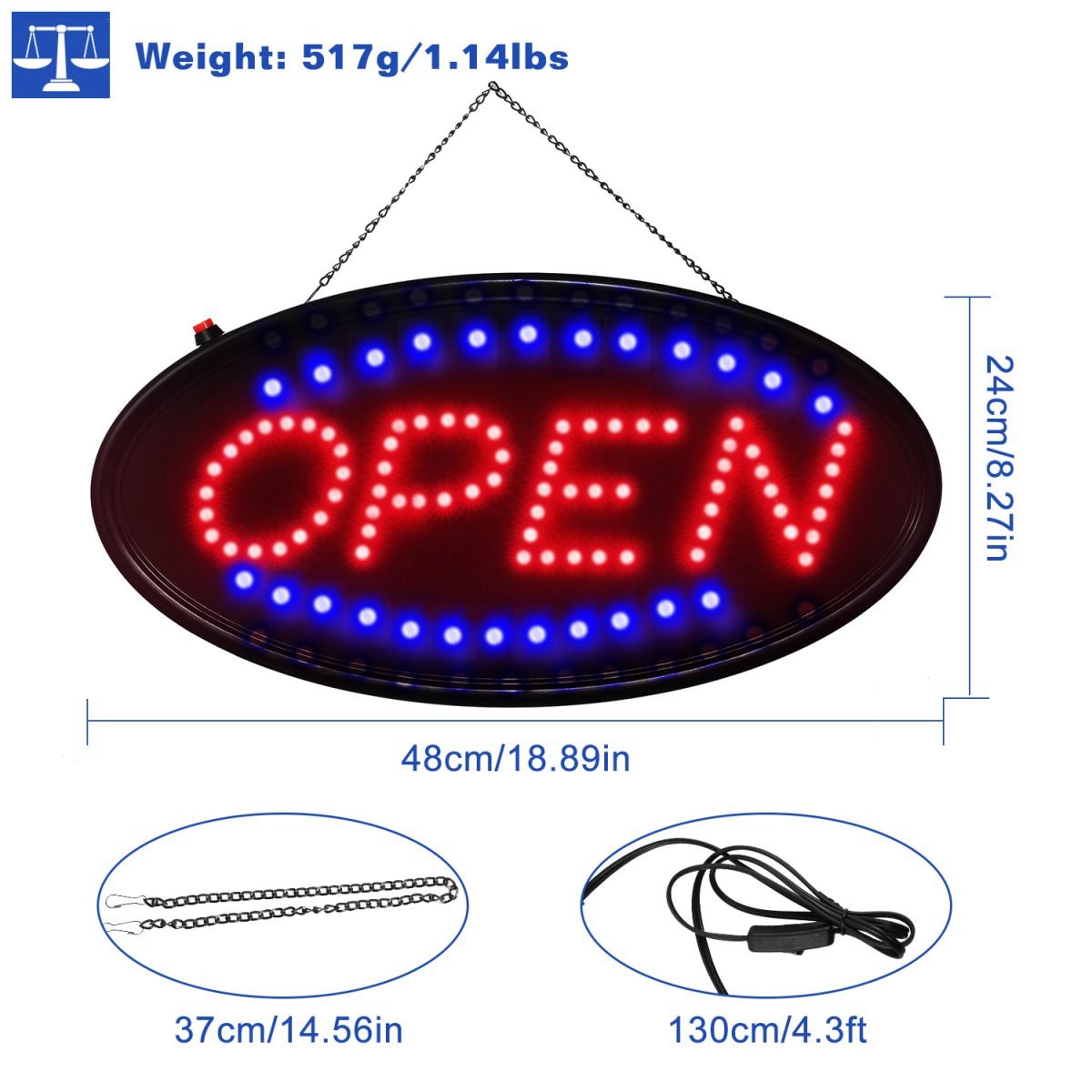 LED Commercial Neon Signage - 18 X 8.5 Inch Oversized Super Bright Advertising Store Sign thumbnail 4