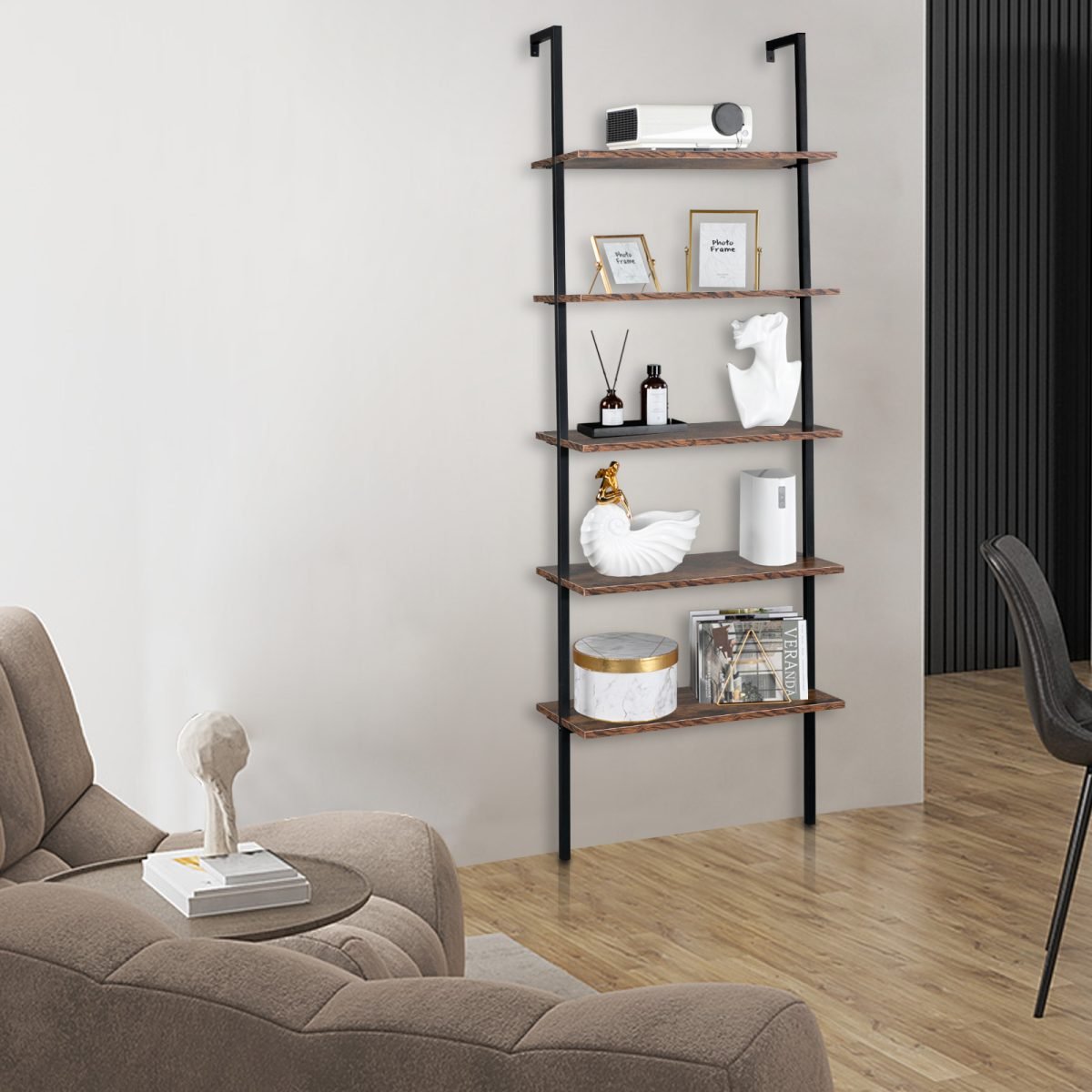 5 Floors Against The Wall Fixed Bookshelves Retro Style thumbnail 3
