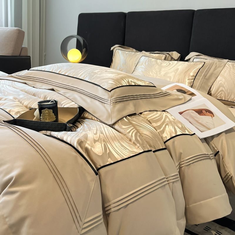 Light Luxury High-grade Yarn-dyed Four-piece Jacquard Beddings - Champagne-1.5m flat sheet thumbnail 4