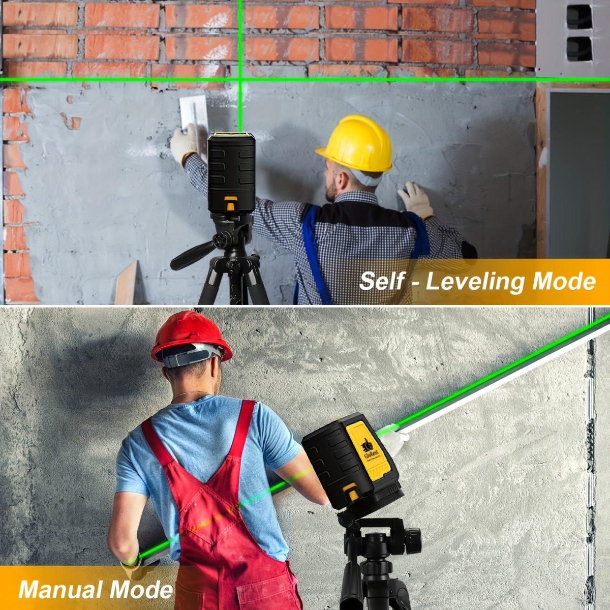 Laser Level, 100Ft Self Leveling Cross Line Lasers, Green Beam Leveler Tool, With Self-leveling, Manual, Pulse Mode, Lazer Level With 360 Degree Magnetic Base And Battery - Yellow thumbnail 3
