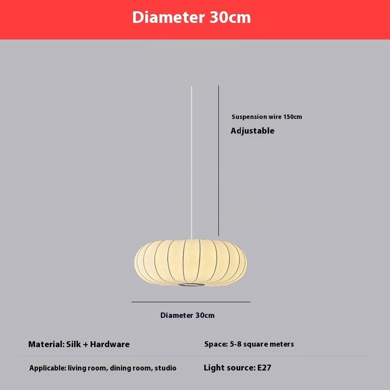 Silk Pumpkin Chandelier Retro Bedroom Bedside Lamps - Warm Light-Diameter 30cm thumbnail 2