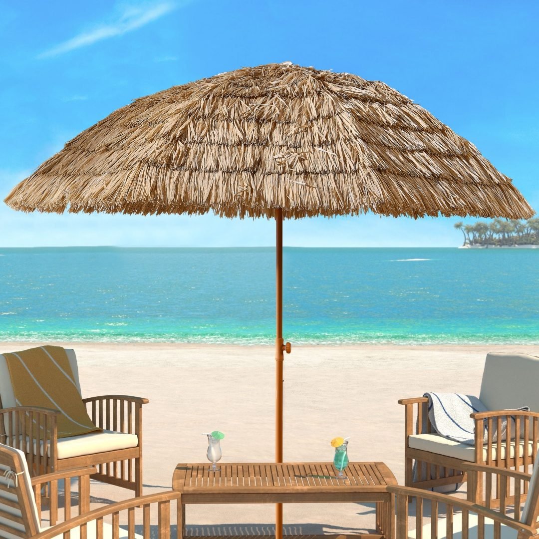 8 Thatch Patio Tiki Umbrella Tropical Palapa Raffia Tiki Hut Hawaiian Hula Beach Umbrella,Straw Umbrella thumbnail 1