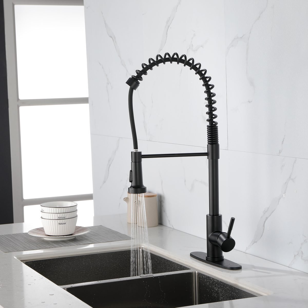 Solid Brass Single Handle Single Rod Downward Spring Kitchen Sink Faucet thumbnail 2