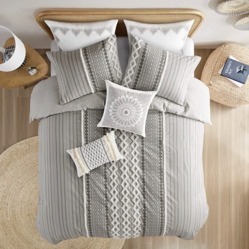 Full Queen Cotton Printed Duvet Cover Set With Chenille thumbnail 3