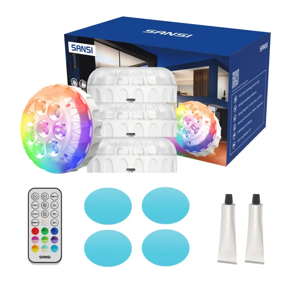 SANSI IP68 Waterproof RGB Pool Light, Summer Rechargeable 20Hrs Outdoor LED Lamp For Swimming Pool,Pond,Shower,Bath - 2pack