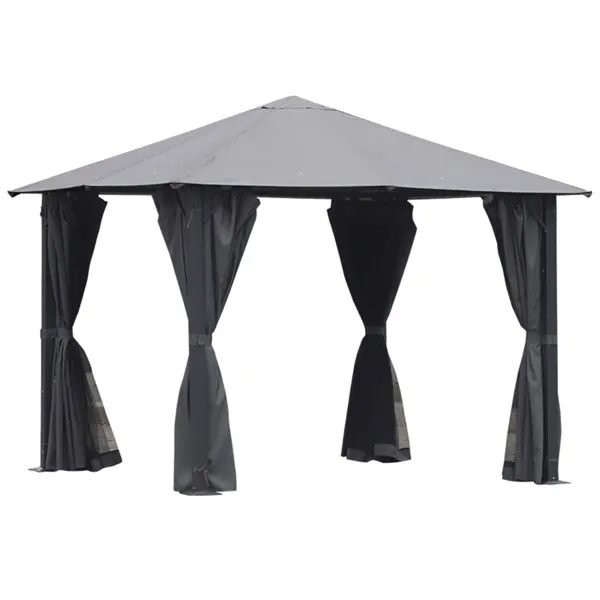 10ft X 10ft Patio Gazebo-Black-AS thumbnail 2