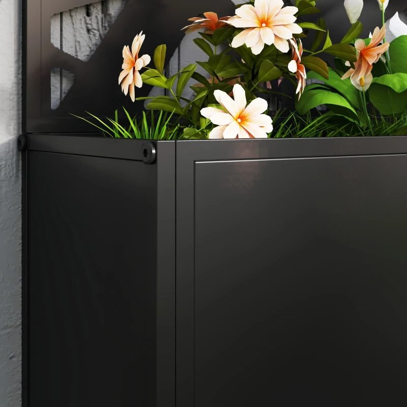 Metal Planter Box Raised Garden Bed With Decorative Privacy Screen, Wall-mounted Or Freestanding, thumbnail 3