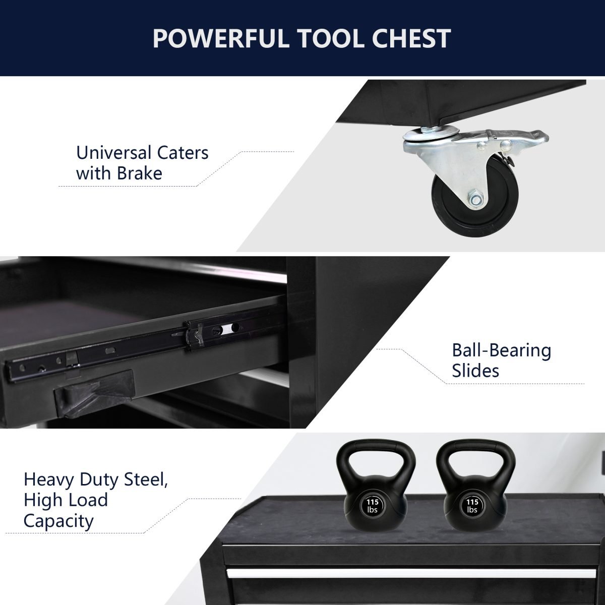 Metal Wheelie Tool Cart - Black thumbnail 3